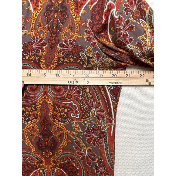 Love 21 Paisley Dress Women’s Size S Orange Brown Red Long Sleeve Boho Chic Fall - Picture 13 of 16